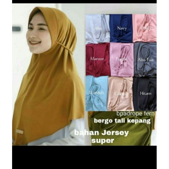 kerudung geblus kepang, hijab tali kepang, bergo tali kepang