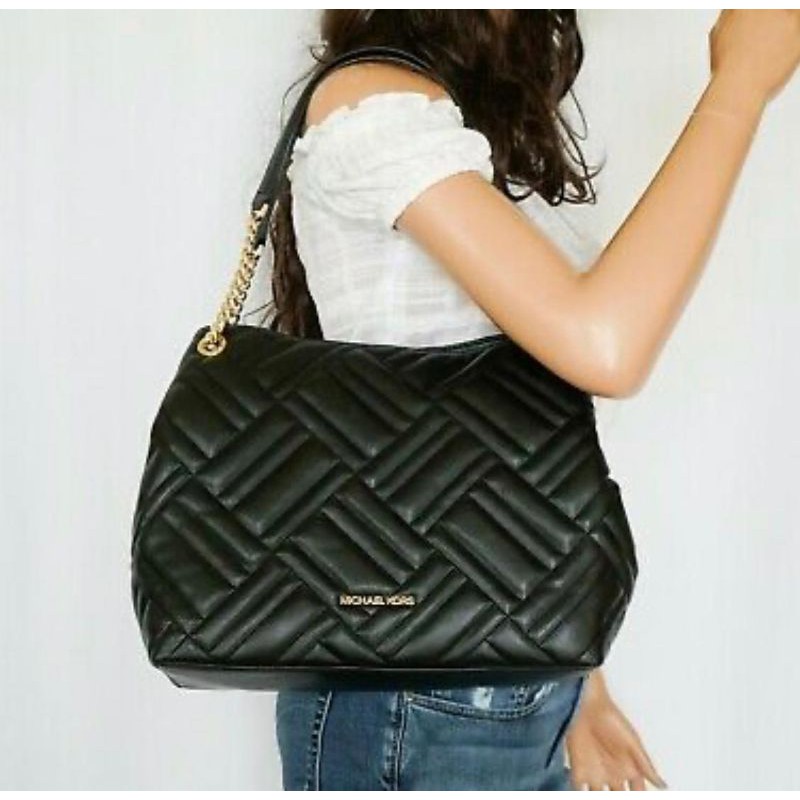 MK PEYTON  LARGE CHAIN SHOULDER TOTE BLACK