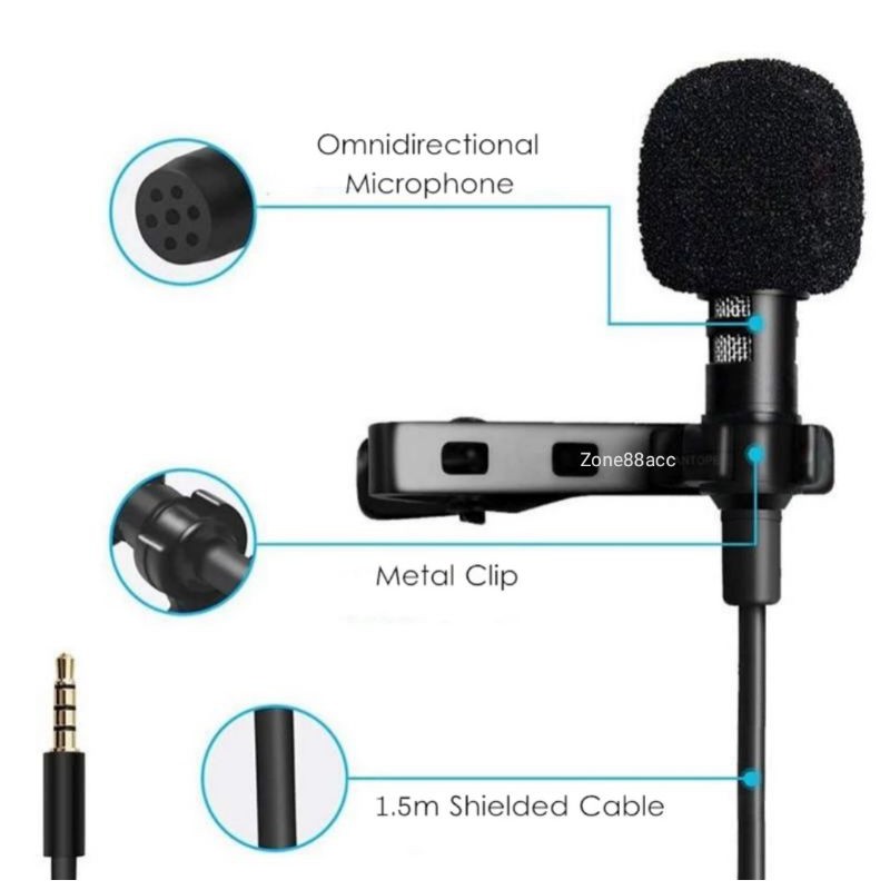 Mic Microphone Mikrofon Clip On Smule Youtuber 3.5mm