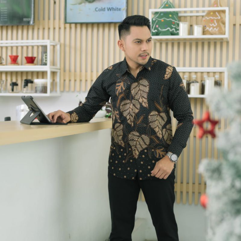 kemeja batik pria lengan panjang full puring slim fit premium