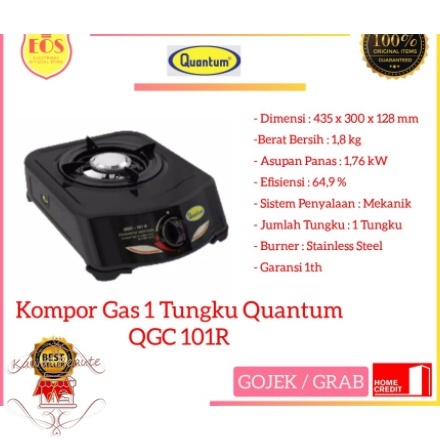 Kompor Gas 1 mata Progas PG-169 / Yamakawa / Allison 1 Tungku / Tecstar / QUANTUM QGC-101R + SetRegQuantum Uji Lulus SNI Best Seller!