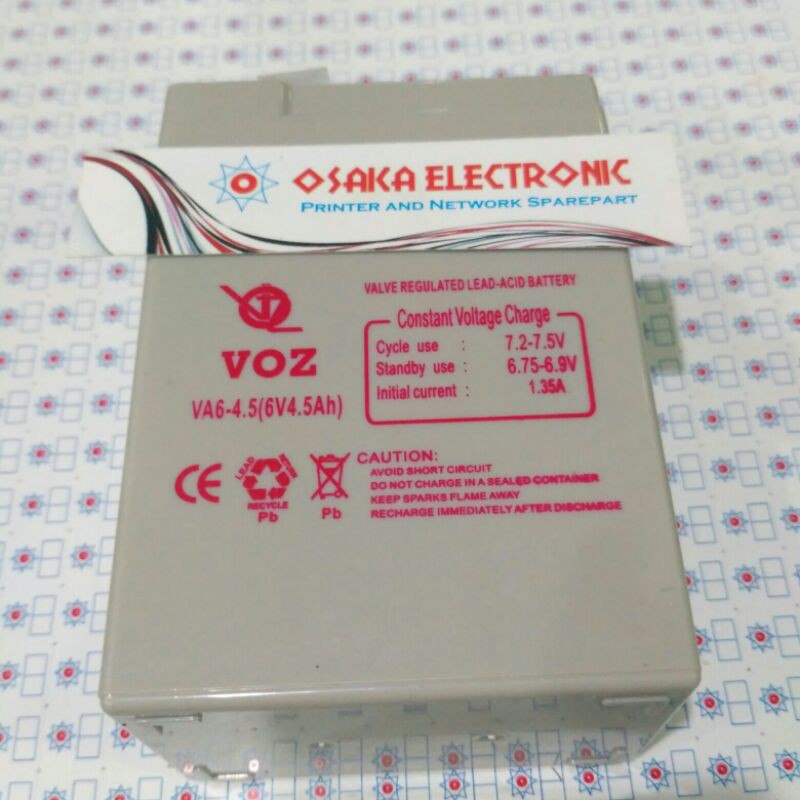 Aki Accu kering VOZ 6V 4,5Ah