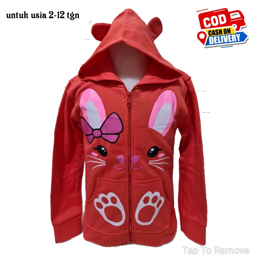 Jaket Kuping Anak Perempuan Cewek Jaket Anak Perempuan Karakter Cantik Lucu Usia Umur Paud TK SD SMP 1 2 3 4 5 6 7 8 9 0 Tahun-1
