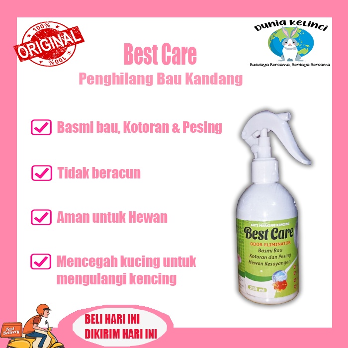 Penghilang bau kandang kucing BEST CARE ODOR ELIMINATOR 250 ML PESING