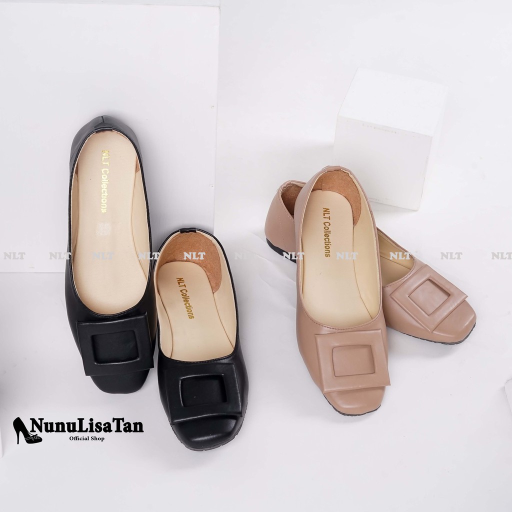 NunuLisaTan SAFON - Terbaru Flat Shoes Teplek Wanita Korea KOTAK