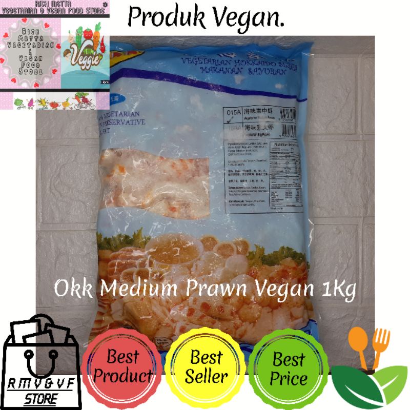 

OKK Medium Prawn 1kg / Udang Sedang Nabati Vegetarian Vegan Frozen Food