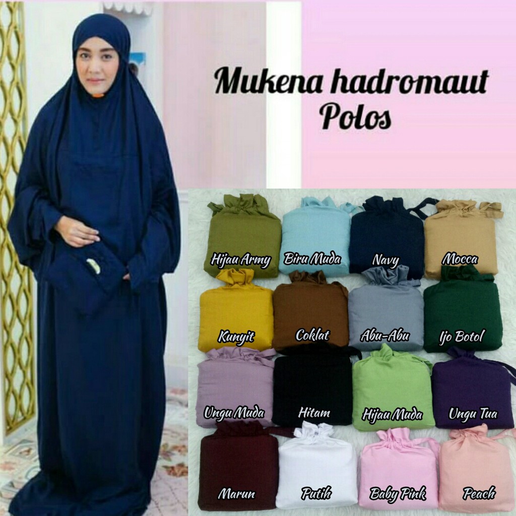 Mukena Terusan Dewasa Hadramaut Polos Termurah