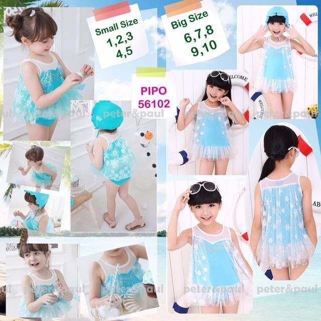 Baju Renang Elsa + Topi (Size Besar)