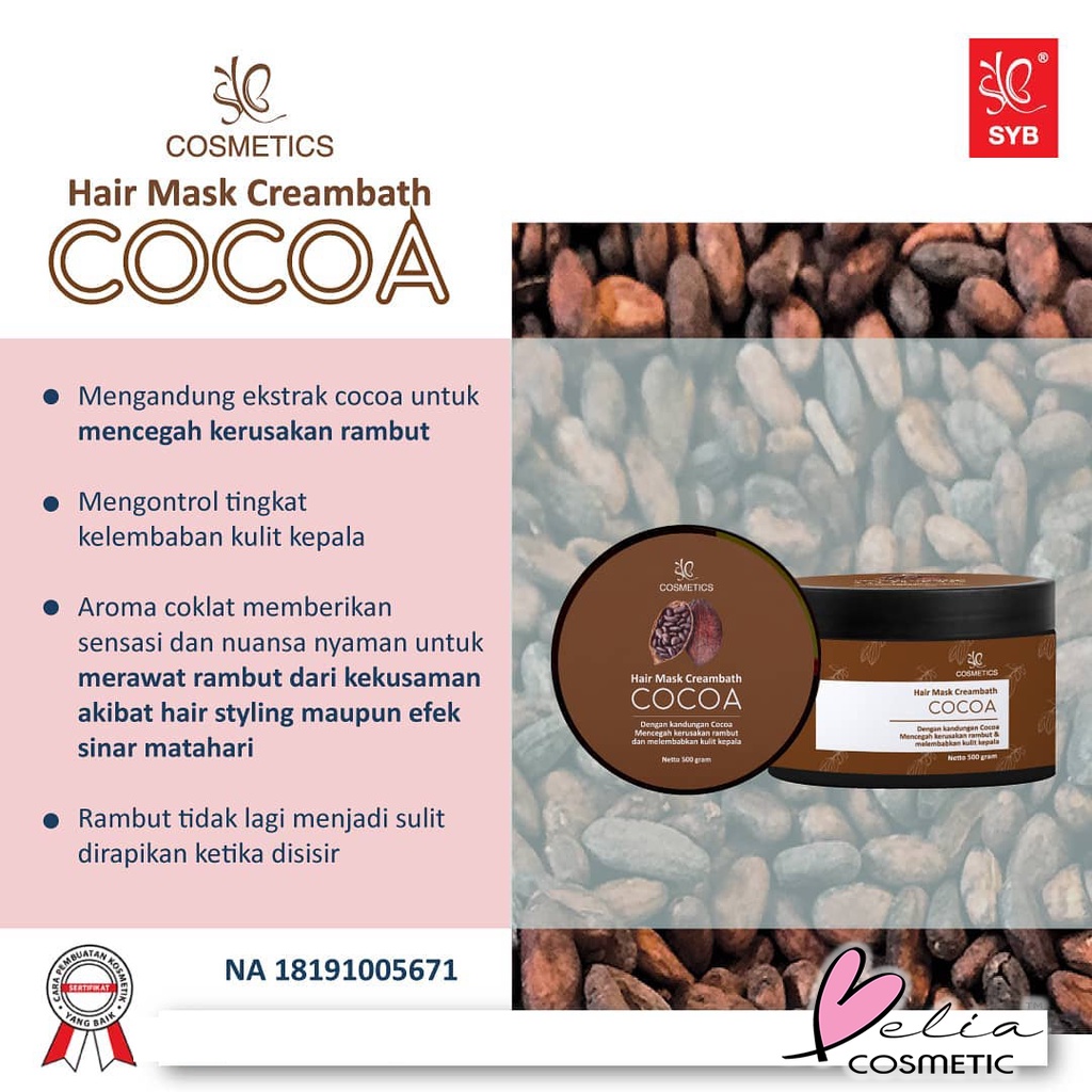 ❤ BELIA ❤ SYB Forte Hair Mask Creambath 500g | Makser Rambut | Aloe Vera | Kemiri | Ginseng | Hairmask BPOM