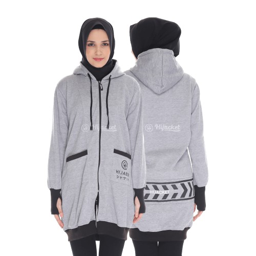 Jacket Hijacket Yukata I Jaket Hijaber I Hijaket Original I Jaket Muslimah-GREY