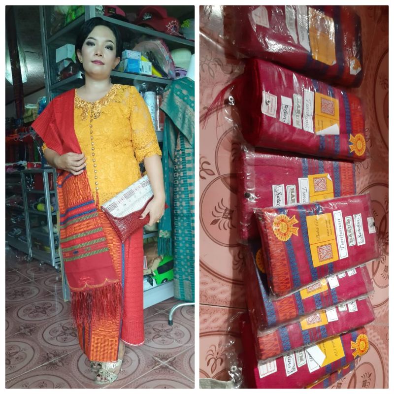 KUALITAS SUPER - SONGKET PRINTING TUMTUMAN SET SARUNG SELENDANG TUMTUMAN SARUNG KATUN ETNIK BATAK BA