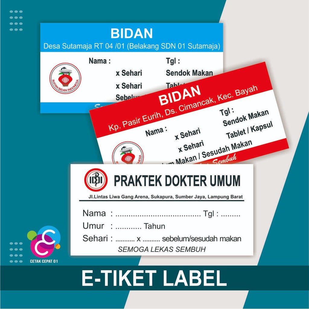 

Custom Etiket Label Obat, Label Obat Sirup Tablet, Label Obat Dokter Bidan