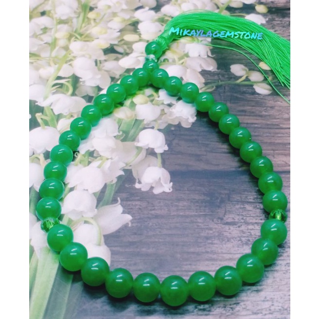 TASBIH BATU GIOK HIJAU 33 BUTIR 8 MM 100% NATURAL