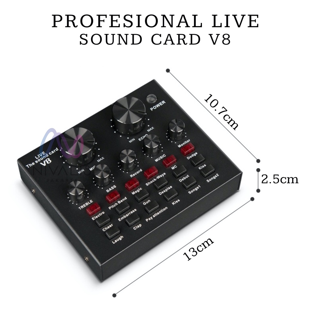 NIVALIS JAKARTA SOUND CARD V8 MIXER SOUNDCARD V8 MIXER AUDIO USB EXTERNAL SOUNDCARD LIVE STREAMING KTV KARAOKE BLUETOOTH