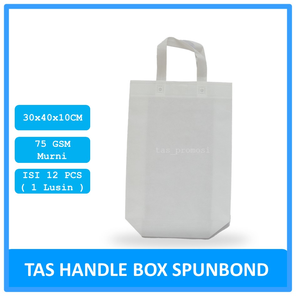 Goodie Bag Spunbond Box 30x40x10 Putih Satuan / Tas Spunbond Polos