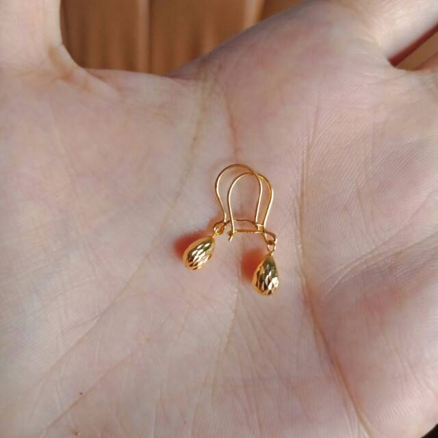 Anting anak dan dewasa emas asli model timun dewasa anak kadar 700 70% 16k 22