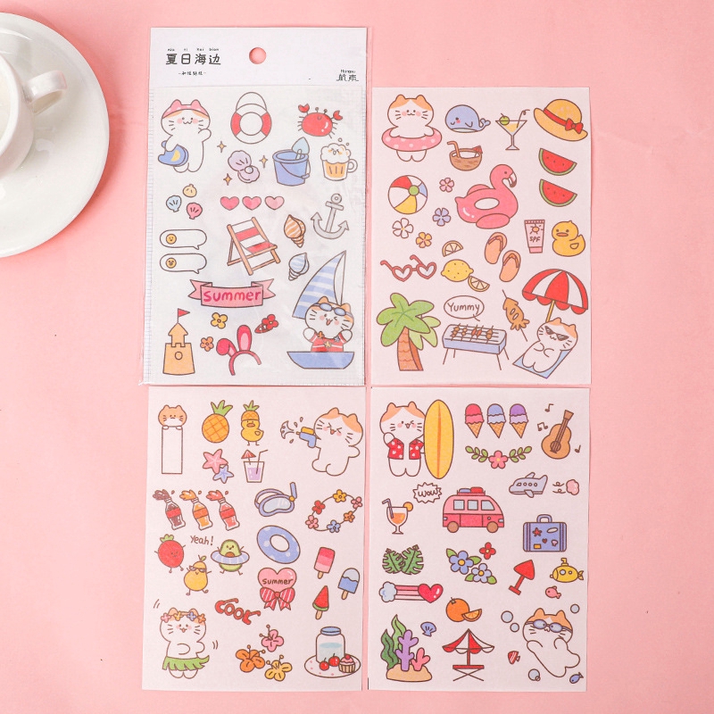 Mohamm 4pcs Stiker Qing He Zi Original Diy Untuk Dekorasi Scrapbook/Sekolah-E