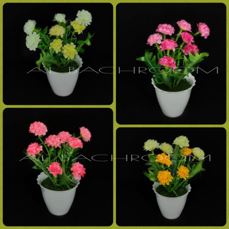 RB6035 BUNGA POM-POM MINI 8 POT TAWON 7CM PLASTIK HIAS ARTIFICIAL DEKORASI RUMAH