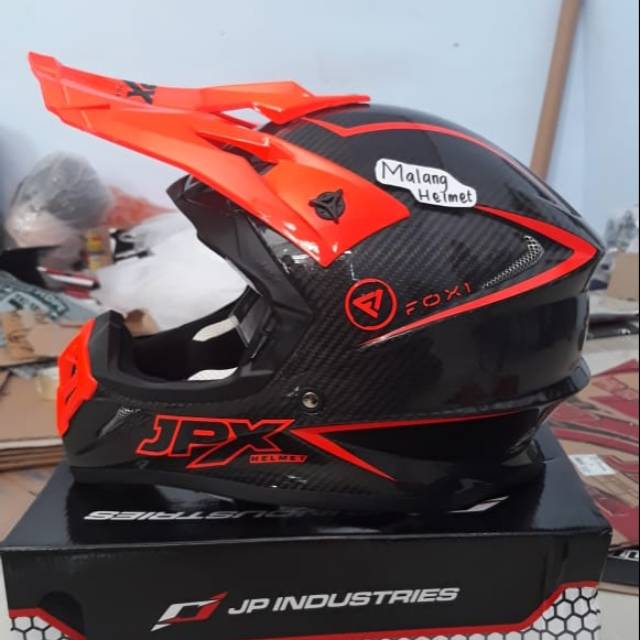 Helm cross JPX fox 1 solid carbon red fluo