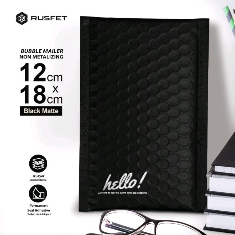 

Bubble Mailer / Amplop Bubble Premium / Security Bag Rusfet 12x18+4cm Black Matte