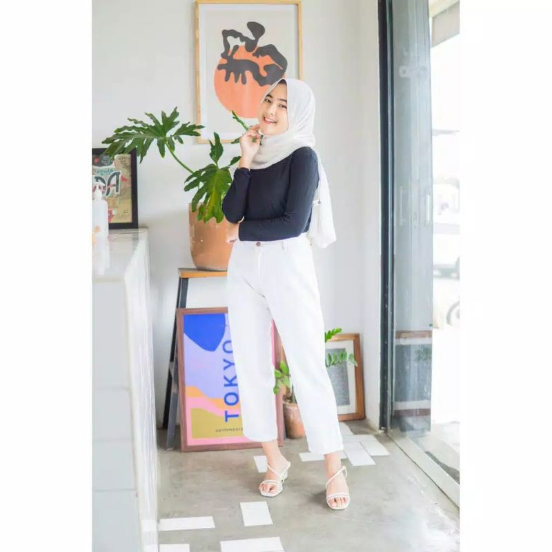 BAGGY JEANS CELANA PANJANG WHITE PUTIH WANITA