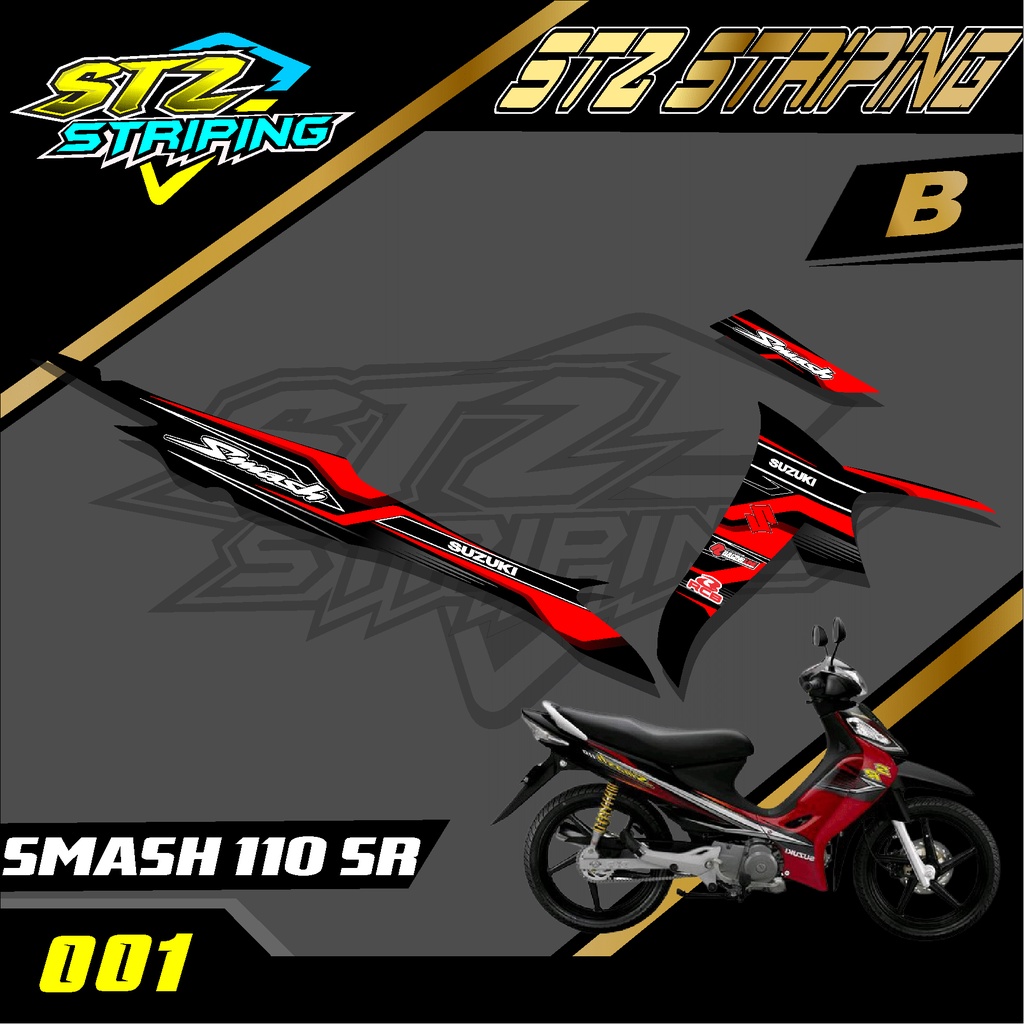 (cod) STZ 001.Stiker motor suzuki smash 110 SR . Sticker striping variasi list motor suzuki smash 11