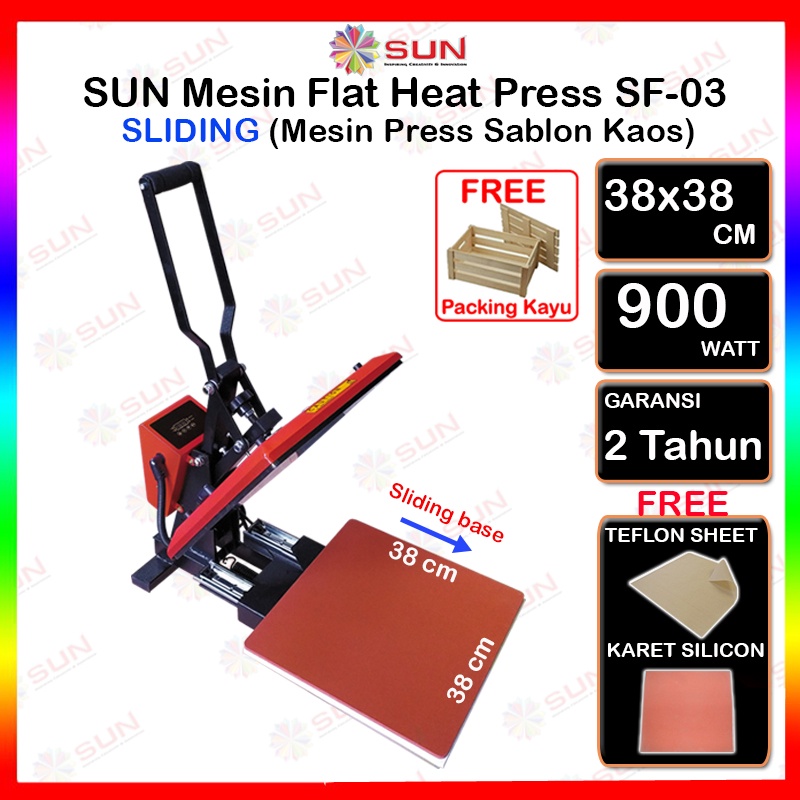 Mesin Press Sablon Kaos Sliding 38x38 High Pressure SF-01 / SF-03 Kaos, Bag, Puzzle, Plat Aluminium, Bantal ( DTG, DTF, Polyflex, Sublime, Transfer Paper, Platisol, Rubber )-03 (SLIDING) + KAYU