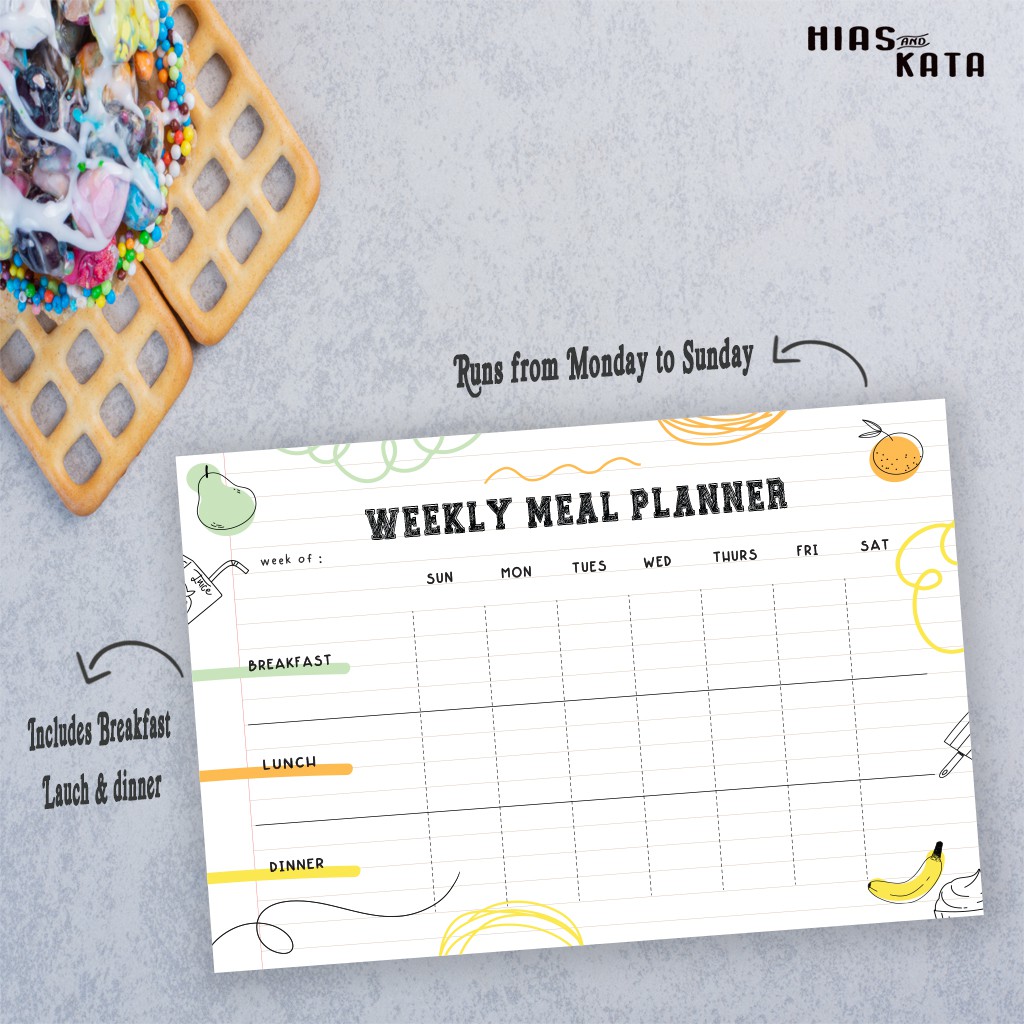 

Meal Planner board minimalist uk A3 (bonus 1 pcs spidol wipe & clean)