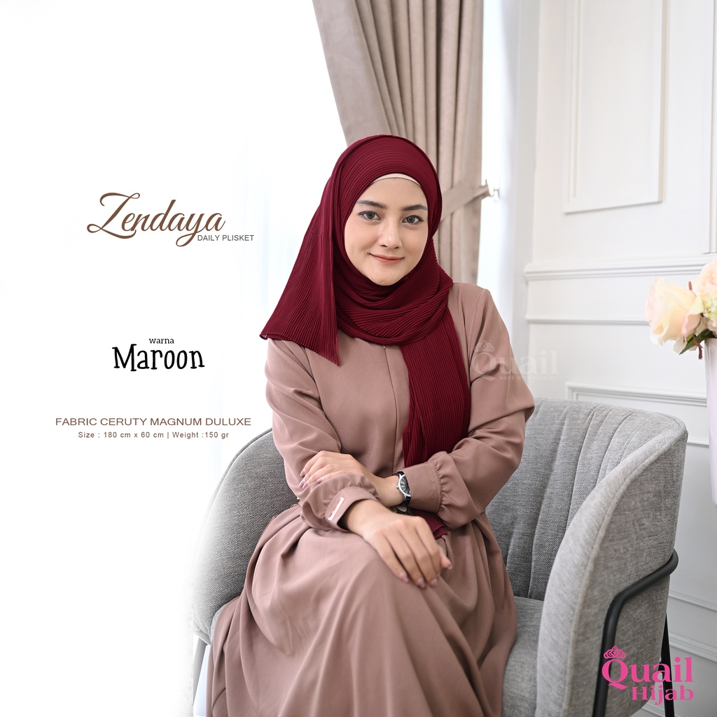 Quail Hijab - ZENDAYA PASHMINA PLISKET ORI QUAIL-5