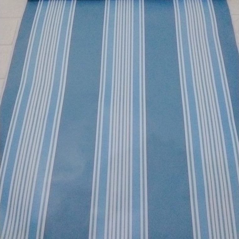 Wallpaper roll 8m x 45 cm salur biru 1 roll