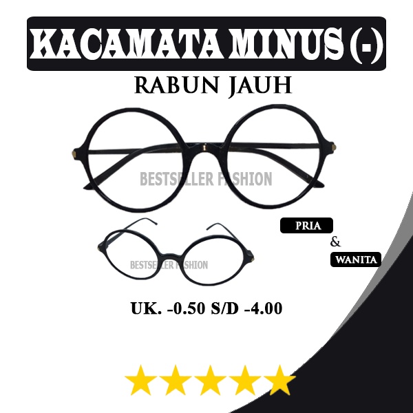 KACAMATA LENSA MINUS (-) UK. -0.50 SAMPAI -4.00 BULAT BOHOHO UNTUK PRIA DAN WANITA TANPA CASE