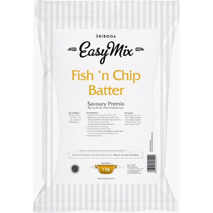 

PROMO [COD] Tepung Premix Sriboga EasyMix Fish 'n Chip Batter 1kg ( Non Repack )