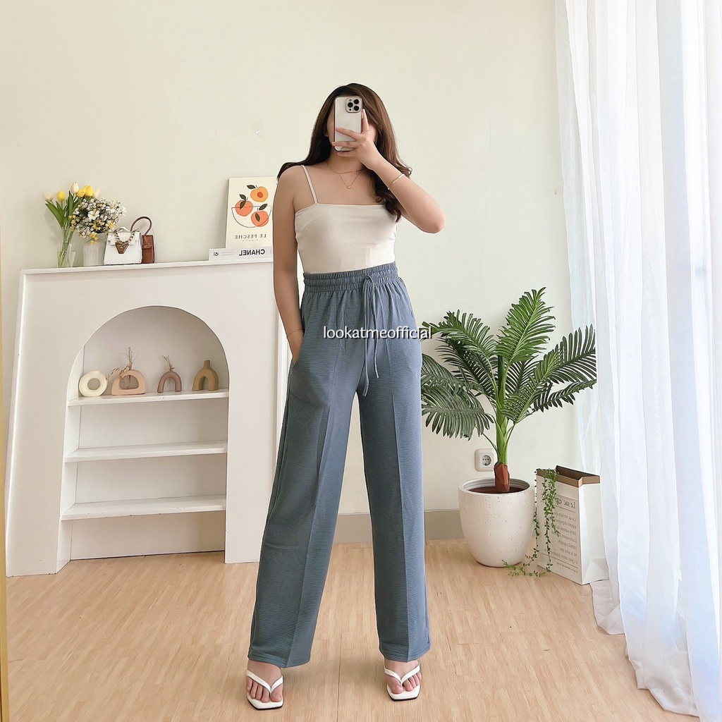 lookatmeofficial - Laurent Knit Pants - Celana Kulot Basic Highwaist Murah Berkualitas