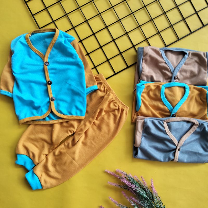 4 stel baju bayi polos kombinasi newborn