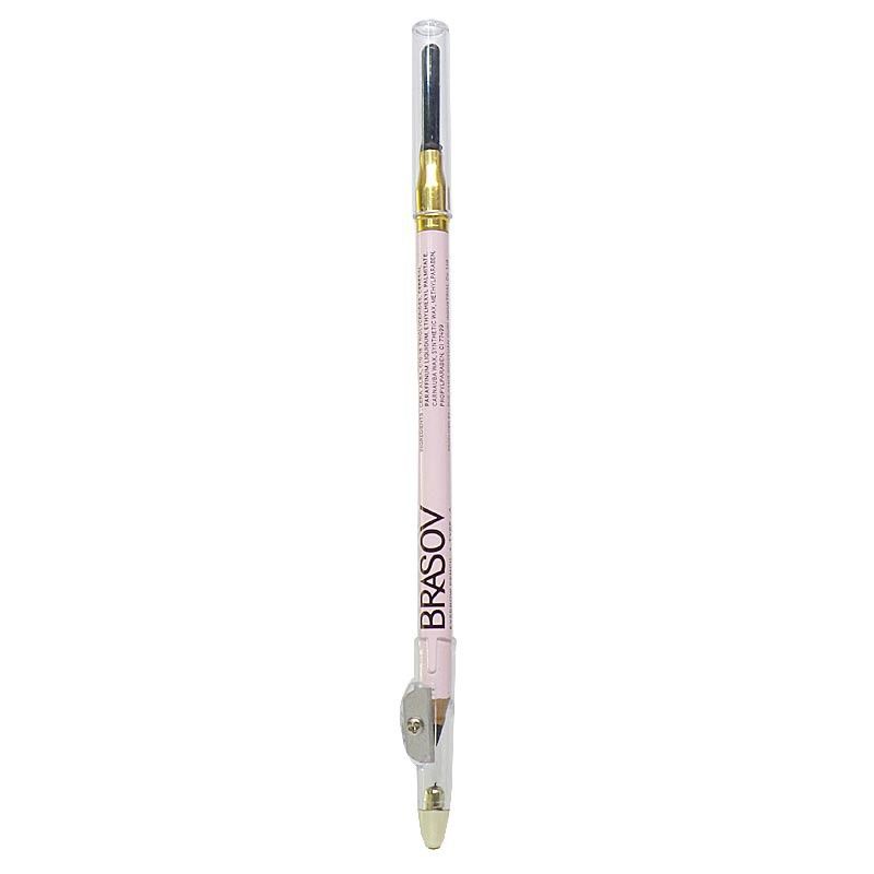 Brasov Pensil Alis 3 IN 1 + Serutan + Sikat 2.5 GR Eyebrow Pencil TYPE A Pigmented Hitam Coklat