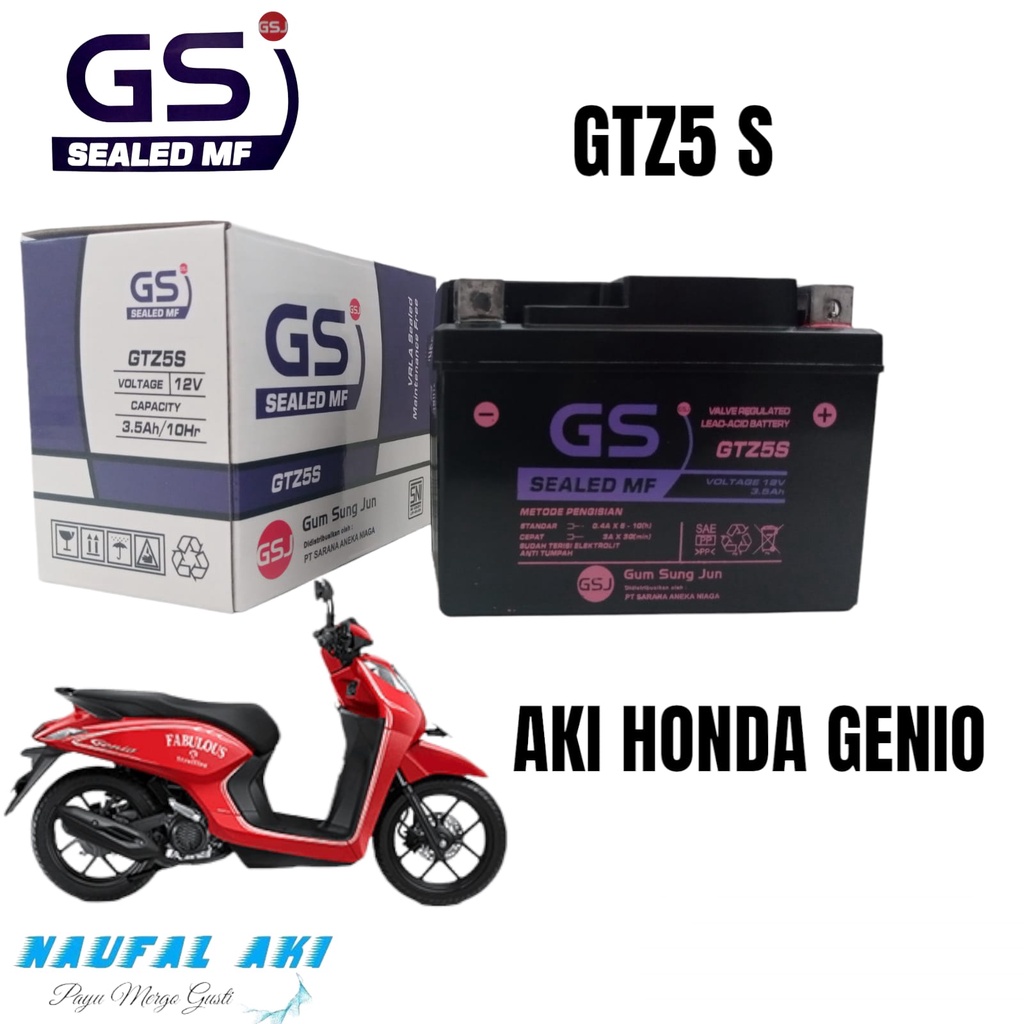 Aki Motor Honda Genio GSJ GTZ5 Aki kering langsung pasang