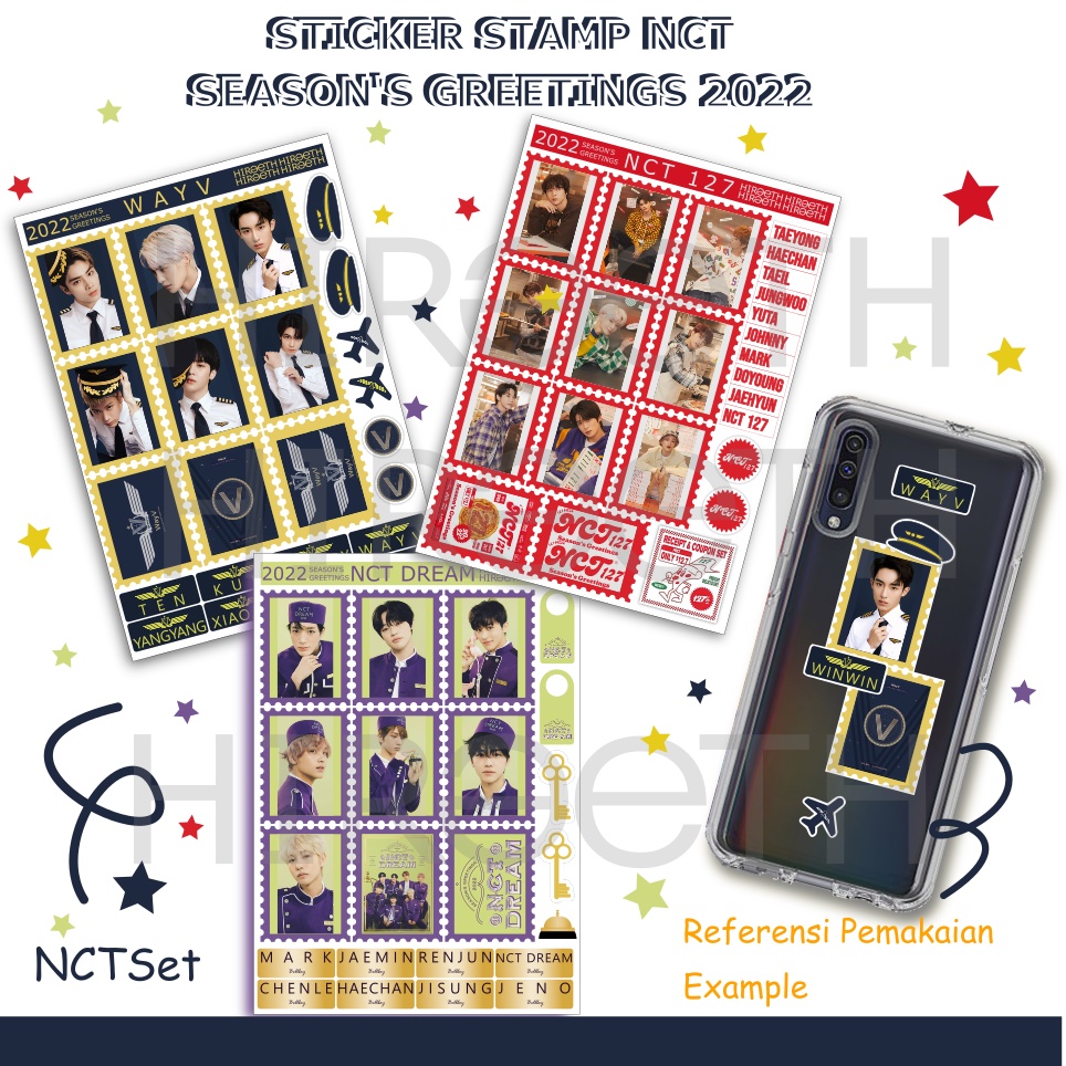 

Stiker NCT Sticker stamp season's greetings 2022 Lucu NCT 127 Dream wayv doyoung mark taeyong haechan ten xiaojun hendery jaehyun