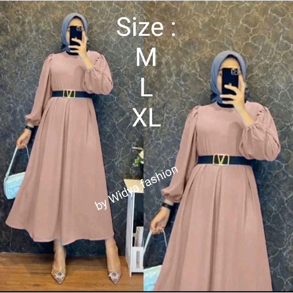 Gamis Midi Terbaru / Camila Midi Dress Bahan Crinkle Airflow Premium / Gamis Wanita Pesta Lebaran Terbaru Crinkle / Long Dress / COD