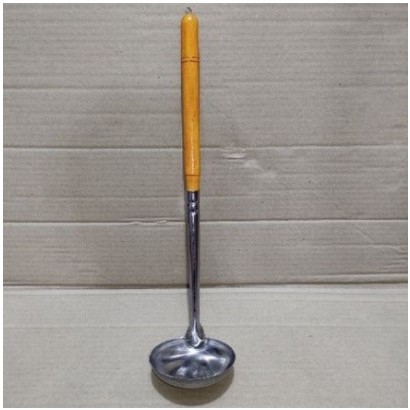 irus sendok centong kuah bakso baso sayur stainless panjang 40 cm diameter 10 cm gagang kayu