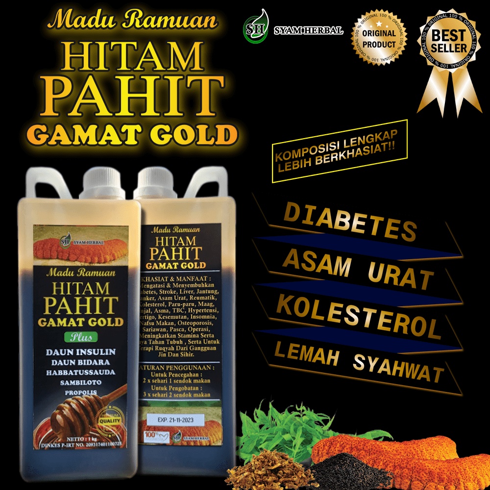 Madu Hitam Pahit Gamat Emas Plus Bidara Propolis 1 Kg ORIGINAL