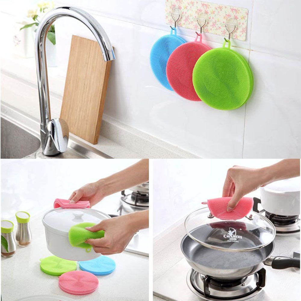 BABEE - SPONS CUCI PIRING SILICONE WARNA WARNI / SPONGE CUCI PIRING ANTI PANAS ANTI LICIN