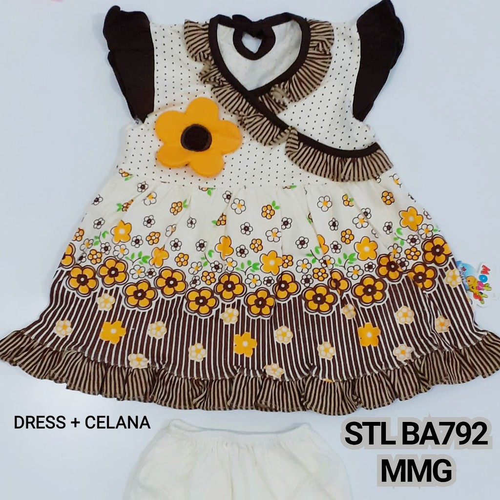 Dress Anak + Celana Merk Mom's Gift  Motif Bunga  Size 1-2th