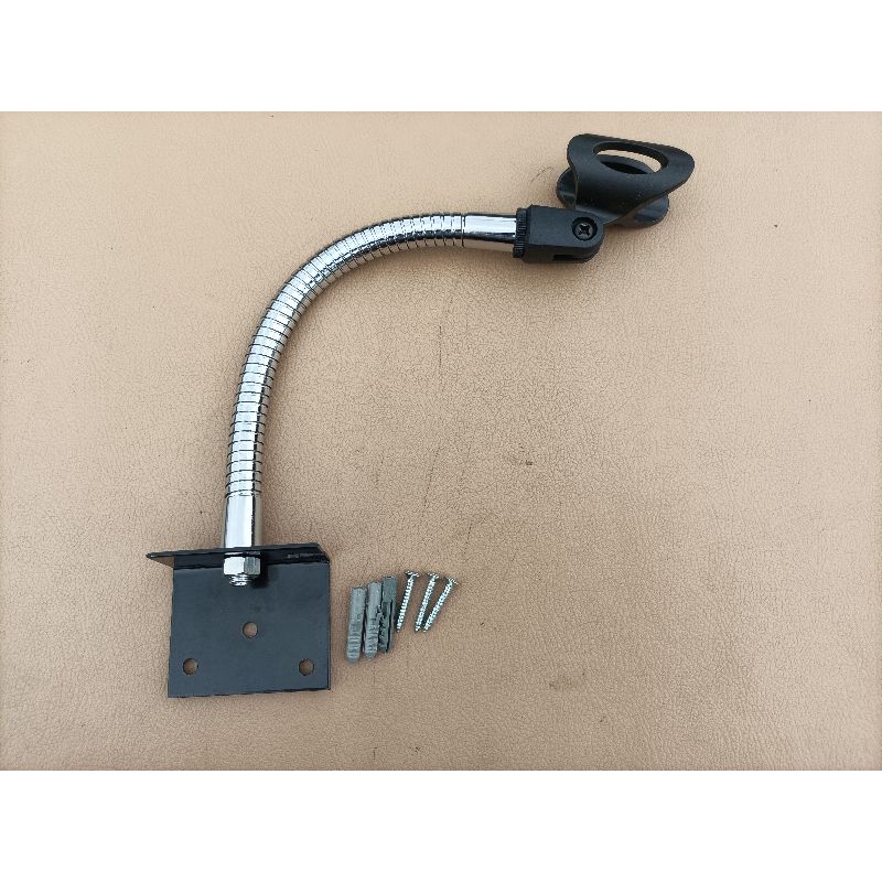 Stand standing mic tempel dinding/wall bracket mic spiral panjang 25cm plus holder mic import