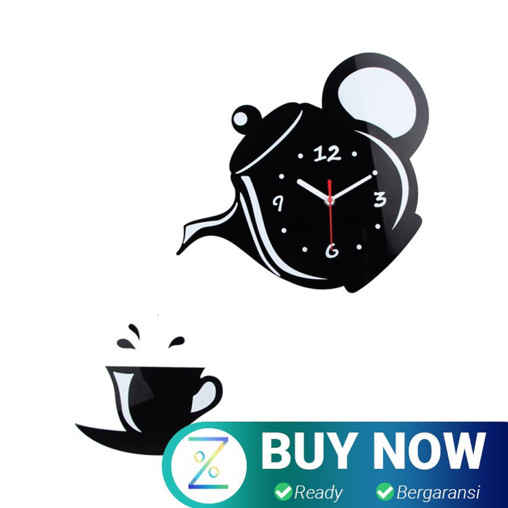 Jam Dinding Quartz Creative Design Model Teko Kopi Unik - NS003 - Blac