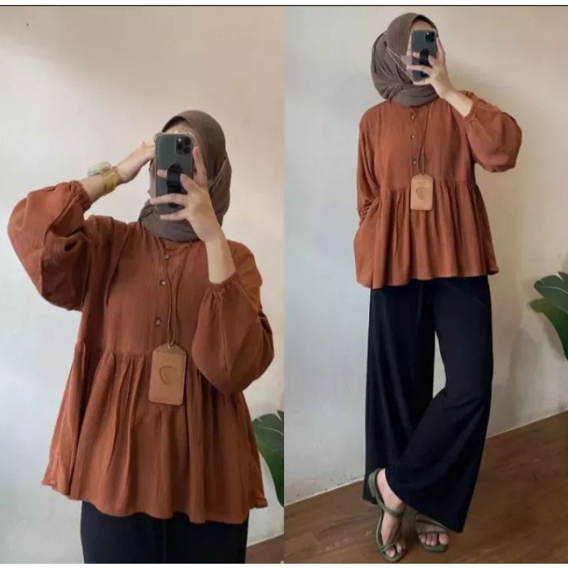 RANIA BLOUSE WANITA TERBARU 2022 VIRAL KEKINIAN /BLOUSE WANITA LENGA PANJANG/ BLOUSE WANITA JUMBO BLUSE WANITA MUSLIM 2022/BLUSE WANITA MURAH/BLUSE WANITA CRINKLE IMPORT/BLUSE WANITA LENGAN PANJANG KOREA STYLE/BLUSE PUTIH WANITA 2022 SIZE M-L-XL-XXL-XXXL