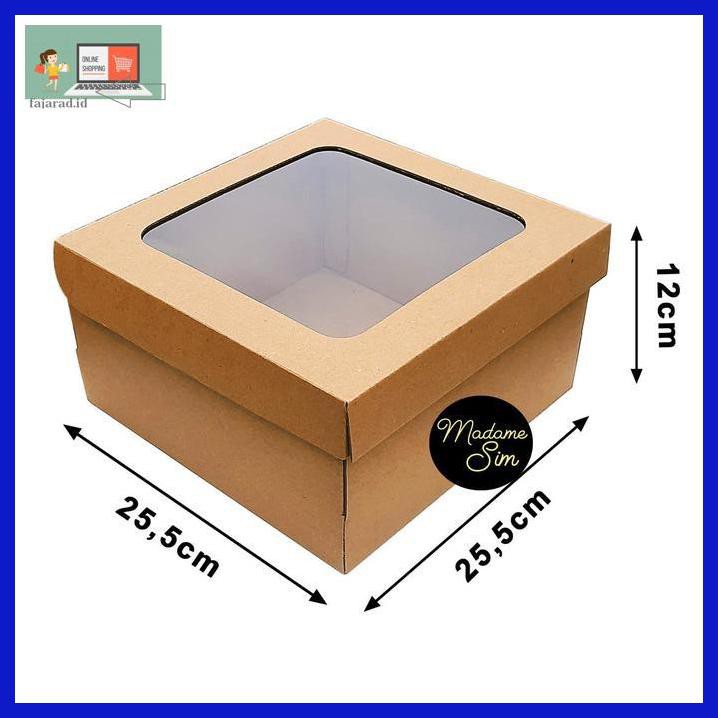 

D5Gt6R6- Kotak Kue - Cake Box 25 X 25 X 12 Cm - Coklat + Jendela 57Ti800U-