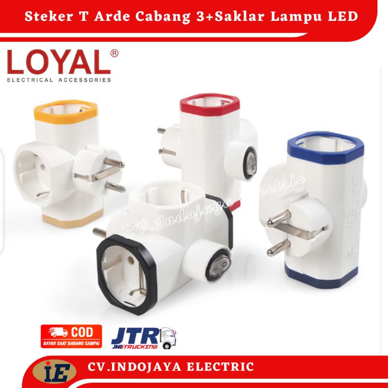 Steker T Arde Cabang 3 Dengan Saklar Lampu Led