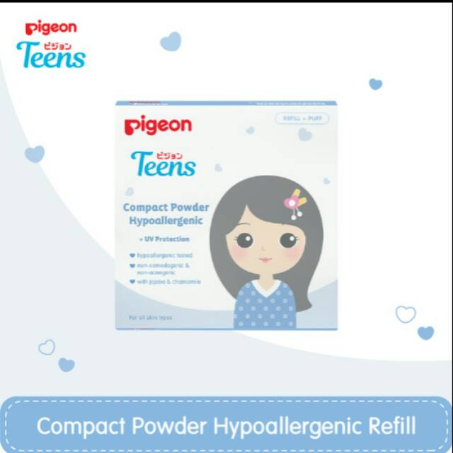 Pigeon Compact Powder Hypiallergenic Pink 20gr Reffil / Bedak Remaja