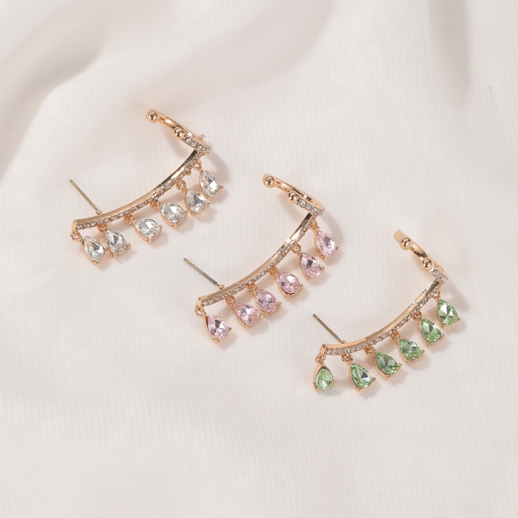 Hu Hu Hu Hu Hu Alat Bantu Pasang Kacamata♡ 1pc Anting Klip Tembaga Bentuk Tetesan Air Hias Cubic Zirconia Untuk Wanita