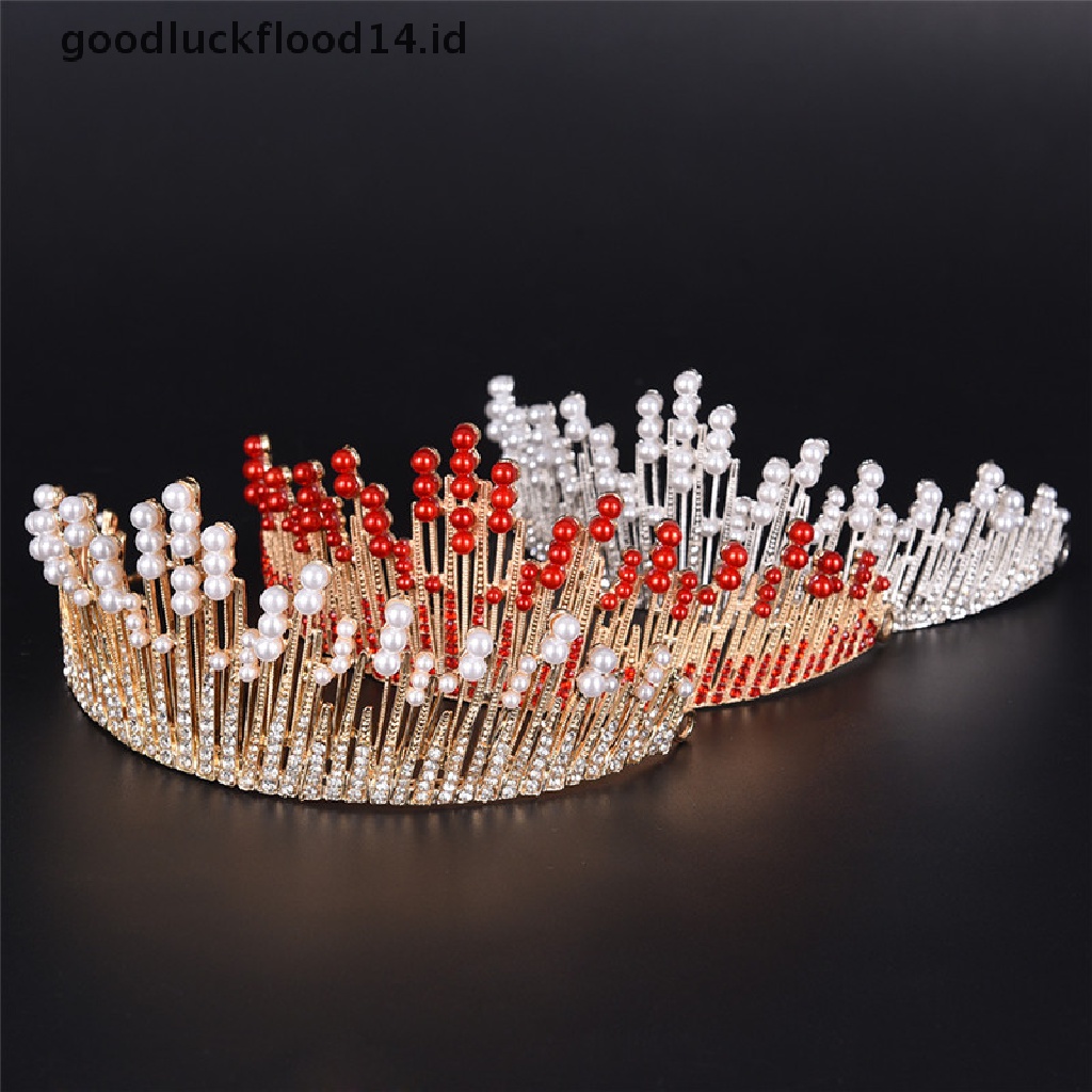 [OOID] Pearl Crystal Tiara Rhinestone Hair Accessories Crown Wedding Bridal Headband ID